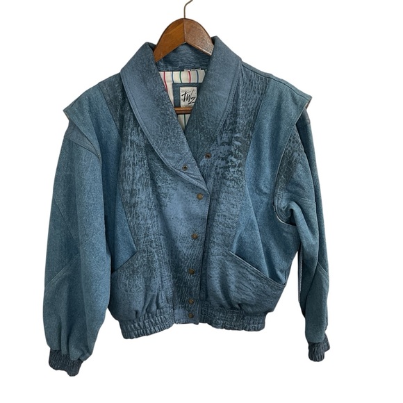 Vintage 90s TWZ Jacket & Pant set lamb Leather and Denim - Picture 2 of 10